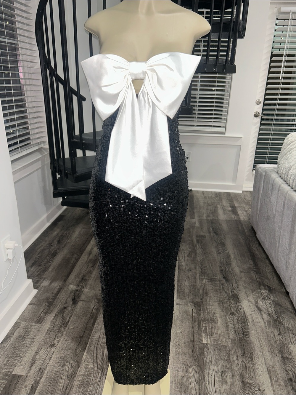 Brand New Black & White Gown